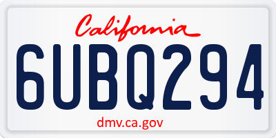 CA license plate 6UBQ294