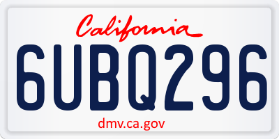 CA license plate 6UBQ296