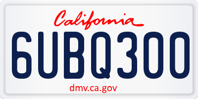 CA license plate 6UBQ300