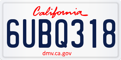 CA license plate 6UBQ318