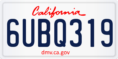 CA license plate 6UBQ319