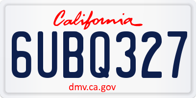 CA license plate 6UBQ327