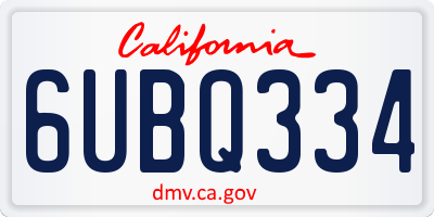 CA license plate 6UBQ334