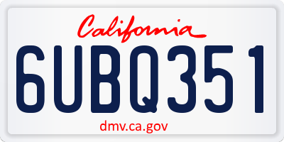 CA license plate 6UBQ351