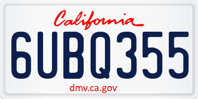 CA license plate 6UBQ355