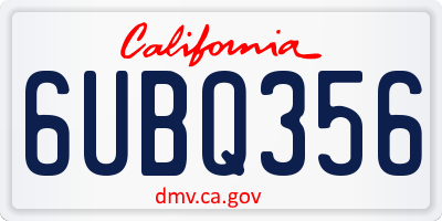 CA license plate 6UBQ356