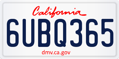 CA license plate 6UBQ365