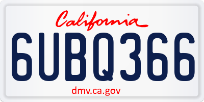 CA license plate 6UBQ366
