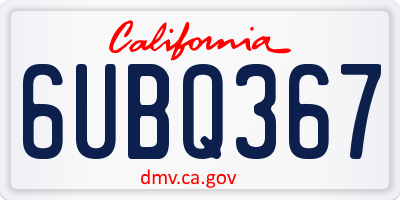 CA license plate 6UBQ367