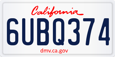 CA license plate 6UBQ374