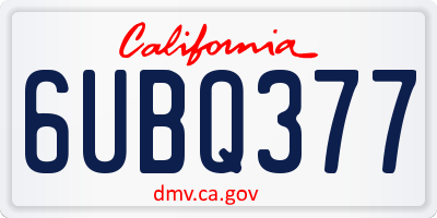 CA license plate 6UBQ377