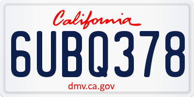 CA license plate 6UBQ378