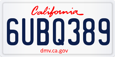 CA license plate 6UBQ389