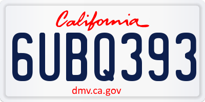 CA license plate 6UBQ393