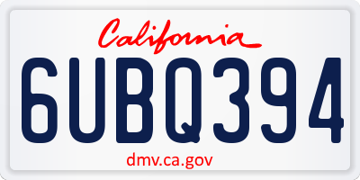 CA license plate 6UBQ394