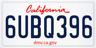 CA license plate 6UBQ396