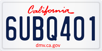 CA license plate 6UBQ401