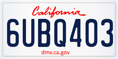 CA license plate 6UBQ403