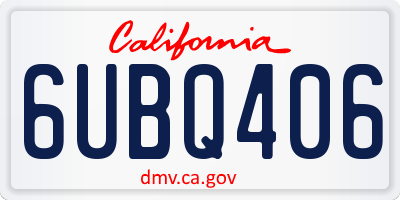CA license plate 6UBQ406