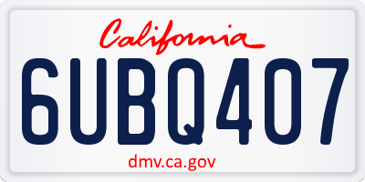 CA license plate 6UBQ407
