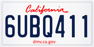 CA license plate 6UBQ411