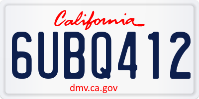 CA license plate 6UBQ412