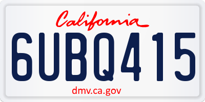 CA license plate 6UBQ415
