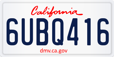 CA license plate 6UBQ416
