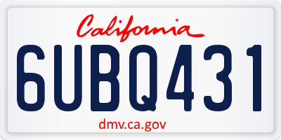 CA license plate 6UBQ431