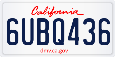 CA license plate 6UBQ436