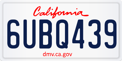 CA license plate 6UBQ439