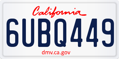 CA license plate 6UBQ449