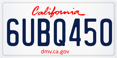 CA license plate 6UBQ450