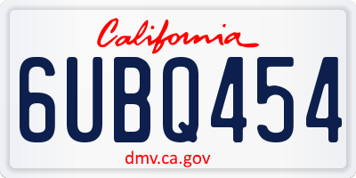 CA license plate 6UBQ454