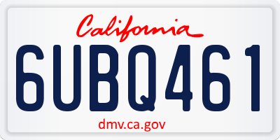 CA license plate 6UBQ461