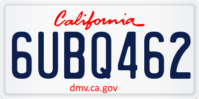 CA license plate 6UBQ462