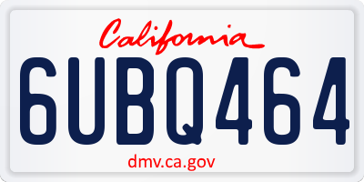 CA license plate 6UBQ464