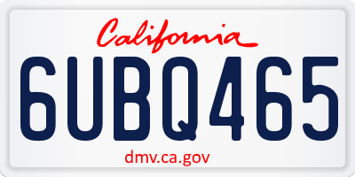 CA license plate 6UBQ465
