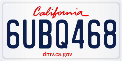 CA license plate 6UBQ468