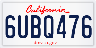 CA license plate 6UBQ476
