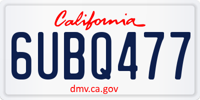 CA license plate 6UBQ477
