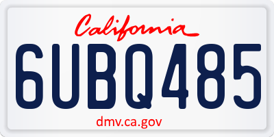 CA license plate 6UBQ485