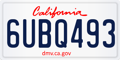 CA license plate 6UBQ493