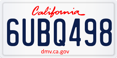 CA license plate 6UBQ498