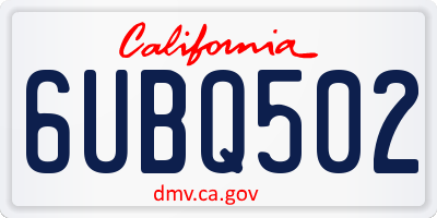 CA license plate 6UBQ502