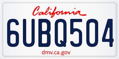 CA license plate 6UBQ504