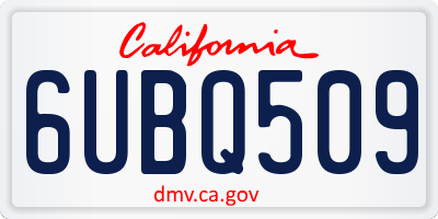 CA license plate 6UBQ509