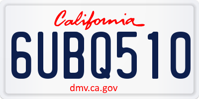 CA license plate 6UBQ510