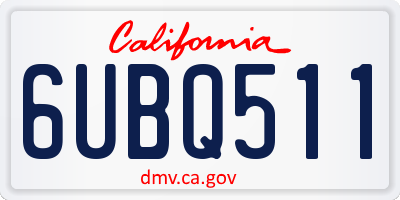 CA license plate 6UBQ511