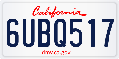 CA license plate 6UBQ517